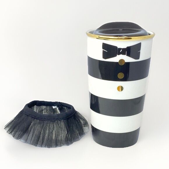 2013 Starbucks Alice + Olivia Tuxedo Tutu Ceramic Travel Mug Cup 12oz Dancer - Picture 3 of 11